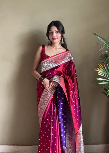 Red Dual Tone Premium Banarasi Saree