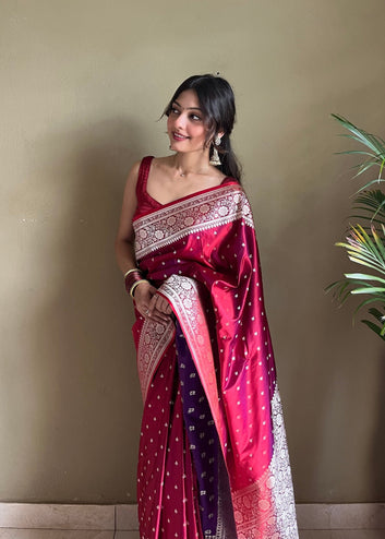 Red Dual Tone Premium Banarasi Saree